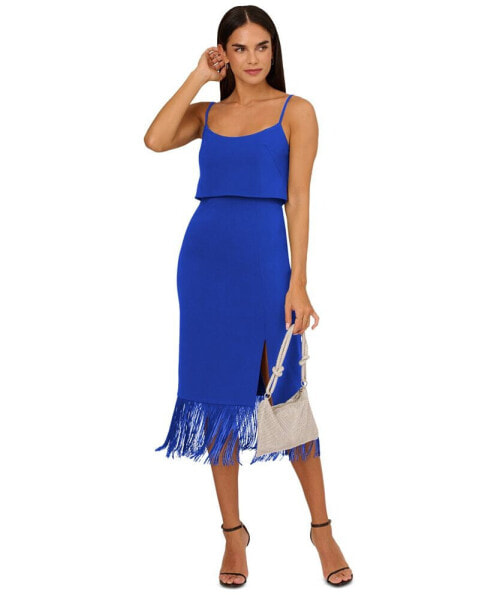 Women's Fringed-Hem Midi Sheath Dress