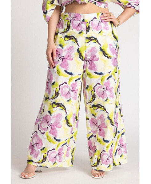 Plus Size Wide Leg Printed Pant