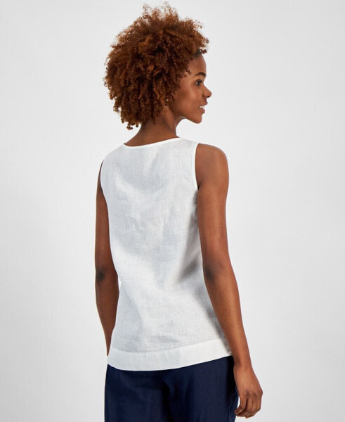 Women's 100% Linen Embellished Tank Top, Created for Macy's