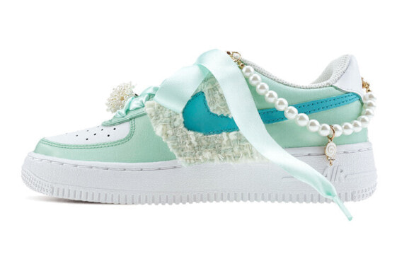 【定制球鞋】 Nike Air Force 1 Low 小香风 浪漫 精致 珍珠 低帮 板鞋 GS 绿蓝白 / Кроссовки Nike Air Force DH2920-111