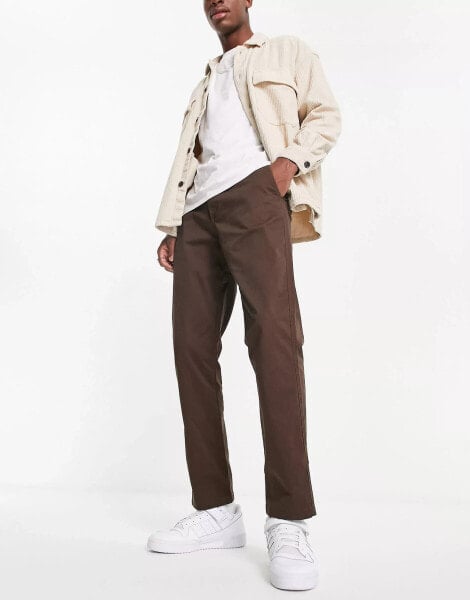 Pull&Bear slim chinos in brown exclusive at ASOS