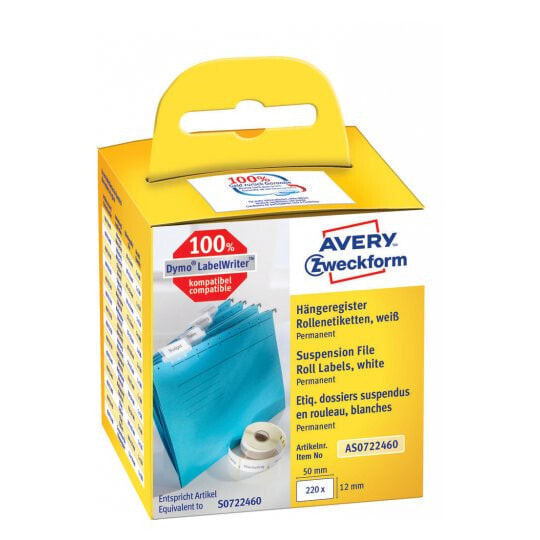 Avery Zweckform Avery AS0722460 - White - Rectangle - 12 x 50 mm - Paper - 220 pc(s)