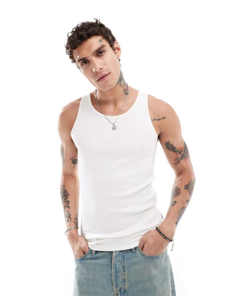 Jack & Jones ribbed vest in white