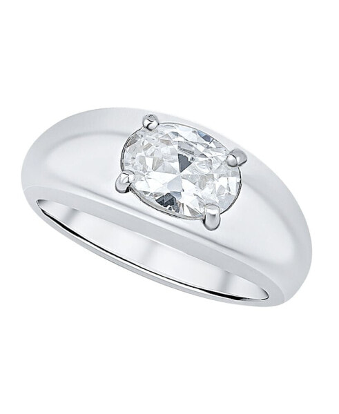 Cubic Zirconia 18K Gold-Plated Oval Ring