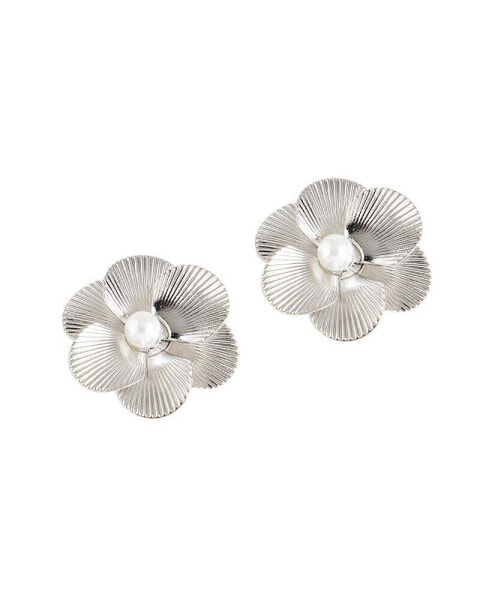 Women's Silver Metallic Stud Earrings