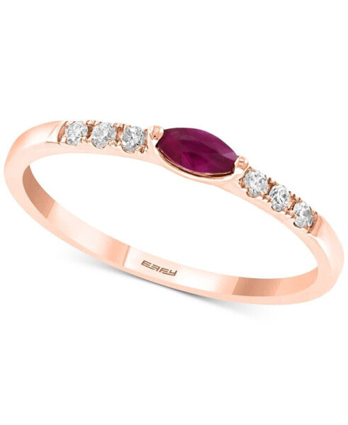 EFFY® Ruby (1/6 ct. t.w.) and Diamond (1/10 ct. t.w.) Ring in 14k Rose Gold (Also available in Tsavorite)