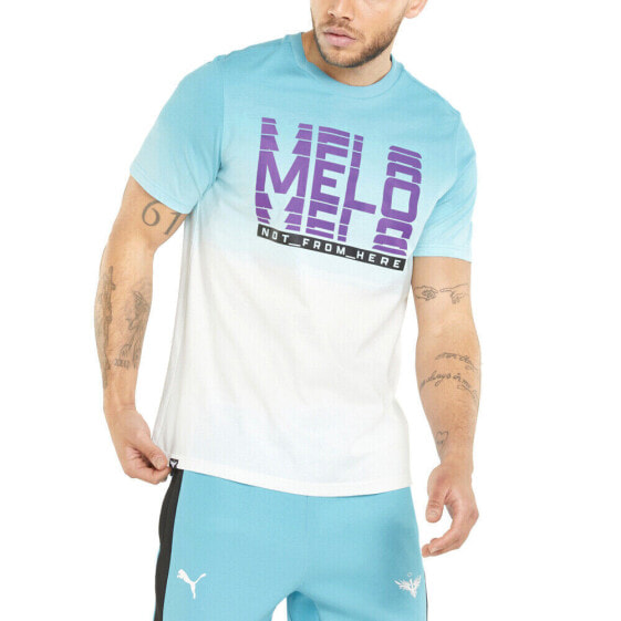 Puma Melo Fade Graphic Crew Neck Short Sleeve T-Shirt Mens Blue Athletic Casual