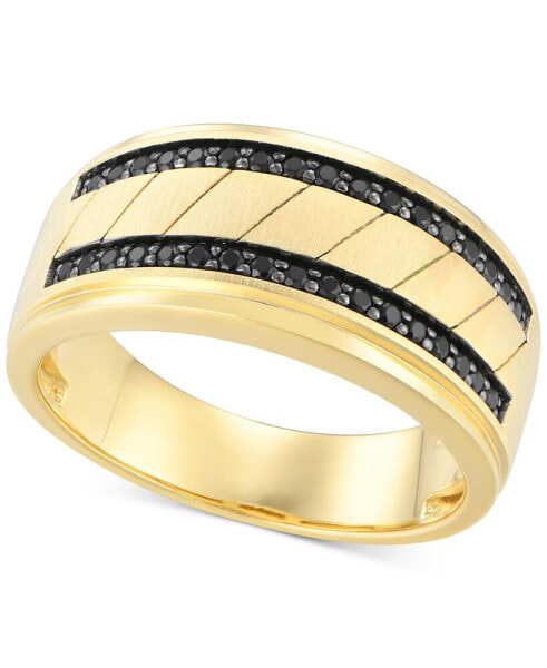 Men's Black Diamond Double Row Band (1/3 ct. t.w.) in 10k Gold (Also in Light Brown Diamond)