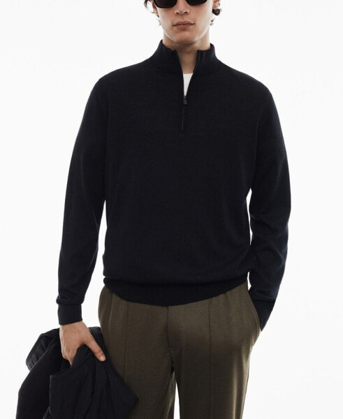 Men's 100% Merino Wool Zipper Collar Sweater