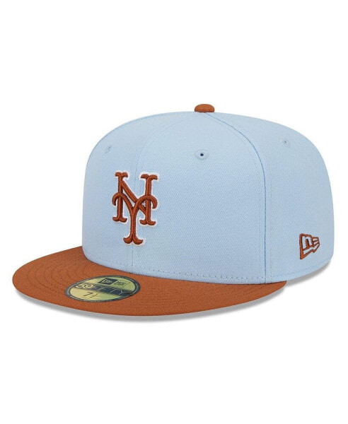 Men's Light Blue/Brown New York Mets Spring Color Basic Two-Tone 59Fifty Fitted Hat
