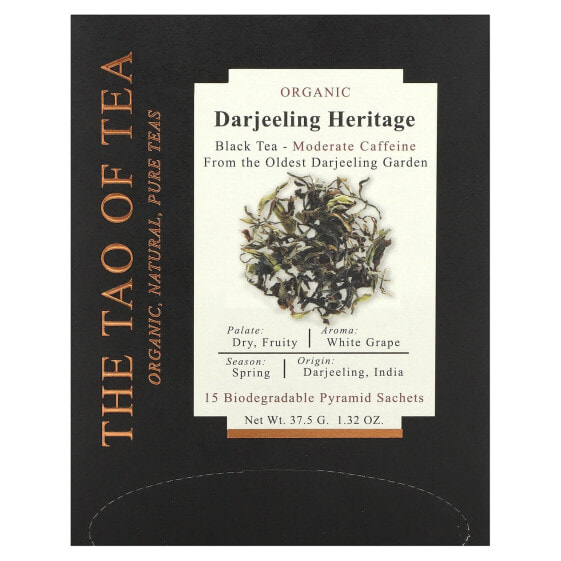 Organic Darjeeling Heritage, Black Tea, 15 Pyramid Sachets, 1.32 oz (37.5 g)