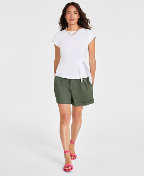 Women's Knit Side-Tie T-Shirt, Created for Macy's