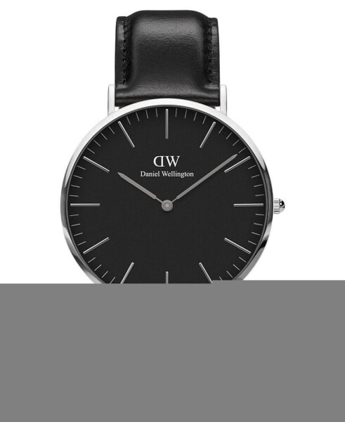 Men's Classic Sheffield Black Leather Watch 40mm