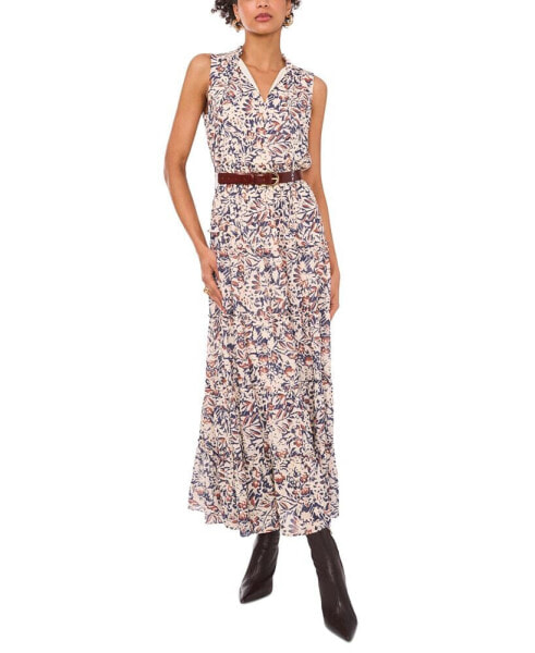 Women's Split-Neck Sleeveless Maxi Dress