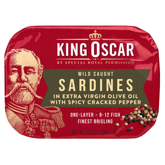 Wild Caught, Sardines In Extra Virgin Olive Oil, With Spicy Cracked Pepper, One Layer, 3.75 oz (106 g)