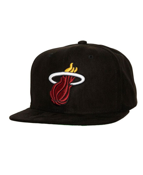 Men's Black Miami Heat Sweet Suede Snapback Hat