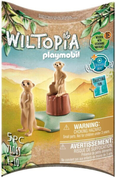 Игровой набор Playmobil Личинка Suricates - Wiltopia, включает аксессуары, карточку с фактами о животных и занимательный аудио-контент