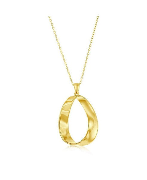 Gold Plated Over Sterling Silver Twist Oval Pendant Necklace