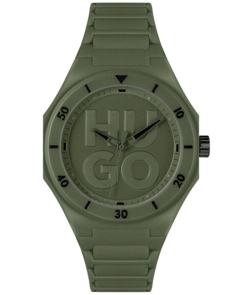 Часы и аксессуары Hugo Boss Grail кварцевые наручные зеленого цвета с силиконовым ремешком 42 мм