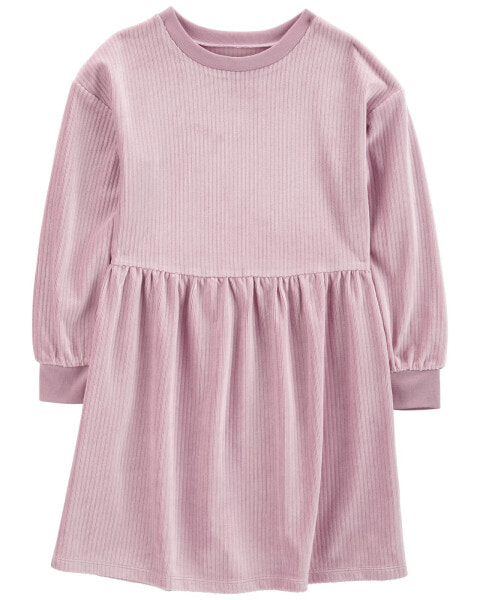 Kid Long-Sleeve Velour Dress 7