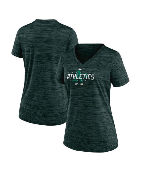 Women's Green Oakland Athletics Authentic Collection Velocity Practice Performance V-Neck T-shirt