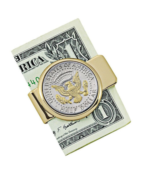 Men's Selectively Gold-Layered Presidential Seal JFK Half Dollar Coin Money Clip