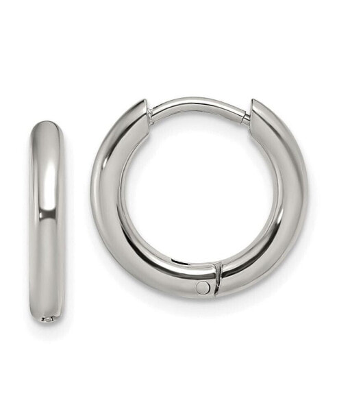 Stainless Steel Polished Hinged Hoop Earrings