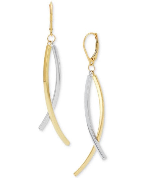 Curved Stick Crossover Drop Earrings in 10k Two-Tone Gold, Created for Macy's