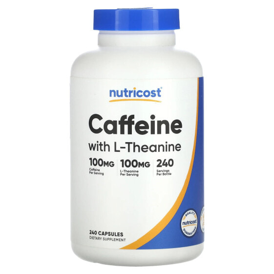 Предтренировочный комплекс Nutricost Кофеин с L-Теанином, 240 капсул