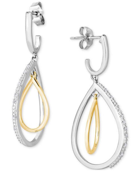 Diamond Orbital Teardrop Drop Earrings (1/10 ct. tw.) in Sterling Silver & 14k Gold-Plate