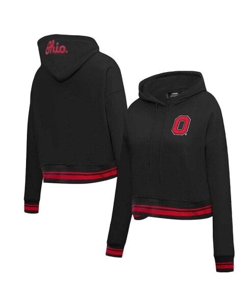 Women's Black Ohio State Buckeyes Cropped Pullover Hoodie