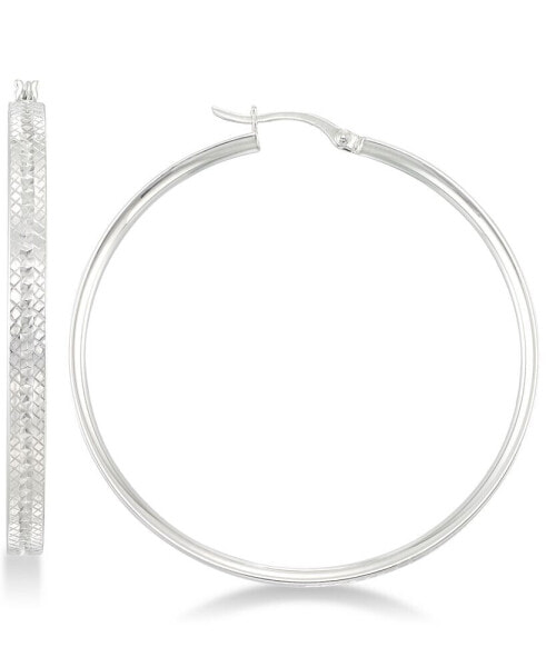 Textured Hoop Earrings in Sterling Silver