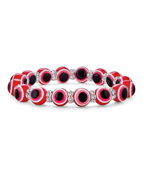 Turkish Translucent Red Evil Eye Glass Bead Stretch Bracelet For Women Rondelle Crystal Spacers For Protection And Good Luck