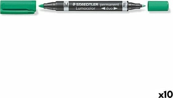 Staedtler Marker permanentny Staedtler Lumocolor Duo Kolor Zielony (10 Sztuk)