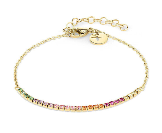 Gold-plated bracelet with colored crystals Sparkle Up TJ-0536-B-21