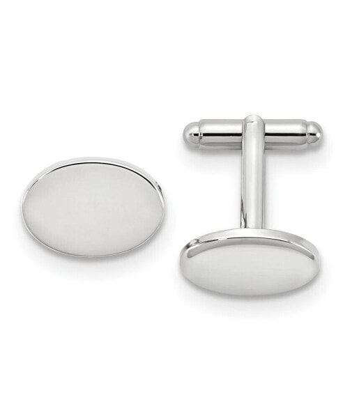 Silver-tone Polished Oval Engravable Cuff Links