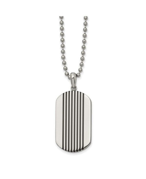 Black Enamel Stripes Dog Tag Ball Chain Necklace