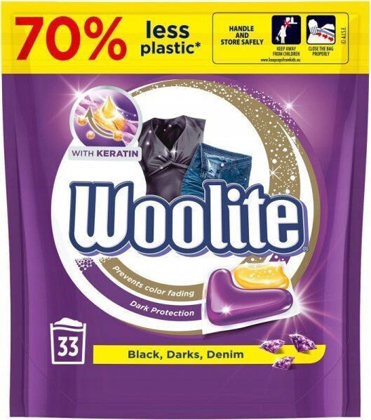 Стиральный порошок Woolite WOOLITE капсулки для стирки черное, темное, джинсы 33 шт.