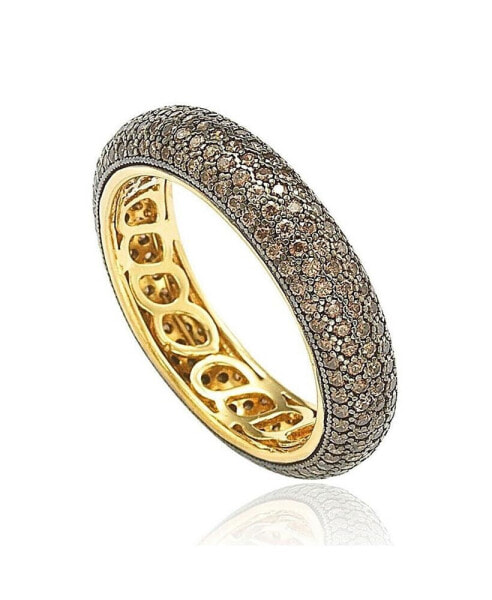 Suzy Levian Sterling Silver Cubic Zirconia Brown Pave Eternity Ring