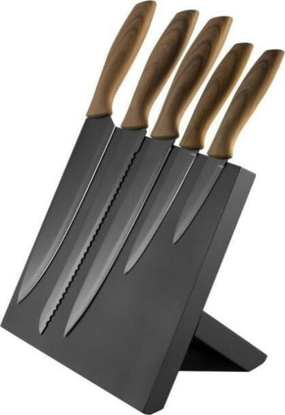 Набор кухонных ножей PLATINET 5 BLACK KNIVES SET с деревянными ручками и черной магнитной доской