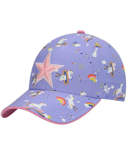 Big Girls Purple Dallas Cowboys Unicorn Cleanup Adjustable Hat