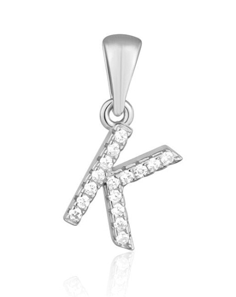 Silver pendant with zircons letter "K" SVLP0948XH2BI0K