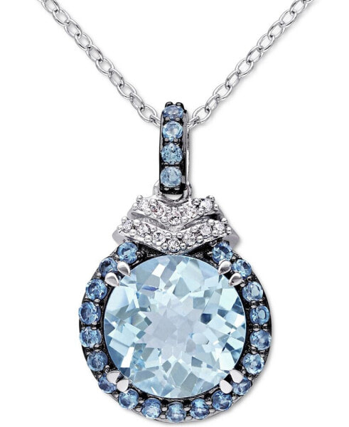 Macy's blue Topaz (4-3/4 ct. t.w.) & Diamond (1/20 ct. t.w.) 18" Pendant Necklace in Sterling Silver