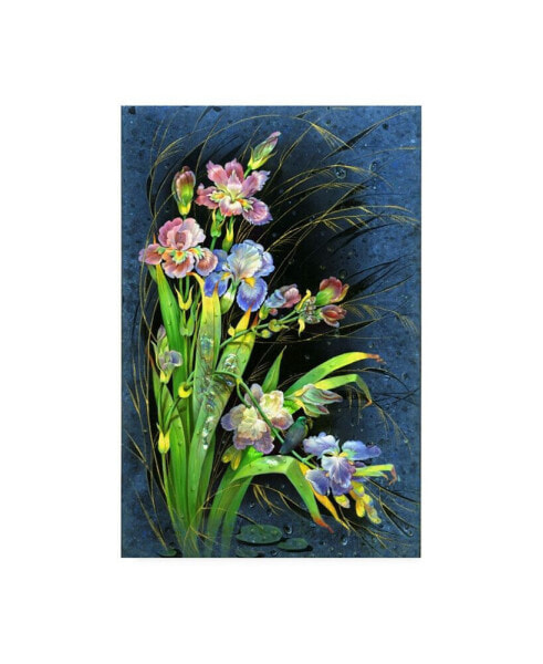 Tania Fedorova Pink Blue Tall Flowers Canvas Art - 15.5" x 21"