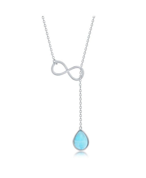 Sterling Silver Pear-shaped Larimar Infinity Lariat Necklace