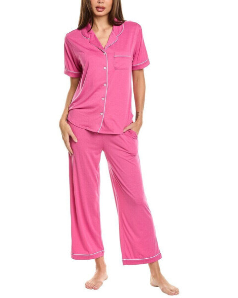 Flora By Flora Nikrooz 2Pc Knit Notch Collar Capri Pajama Set Women's