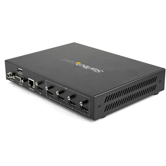 StarTech.com 2x2 HDMI Video Wall Controller - 4K 60Hz HDMI 2.0 Video Input to 4x 1080p Output - Video Wall Processor for Multi Screen Display - Video Wall Splitter - RS232/Ethernet Control - HDMI - USB Type-A - Metal - Black - 60 Hz - 4096 x 2160