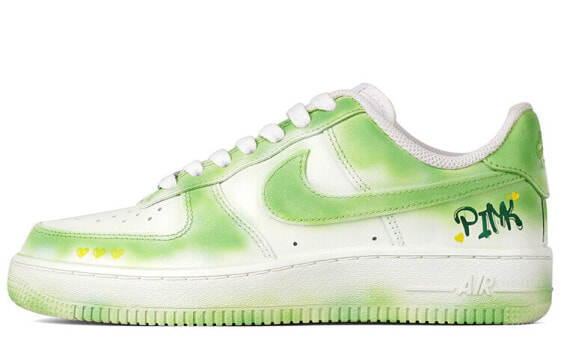 【定制球鞋】 Nike Air Force 1 Low 07 低帮推荐 情人节礼物 涂鸦 喷绘 清新 低帮 板鞋 男款 白绿 / Кроссовки Nike Air Force CW2288-111