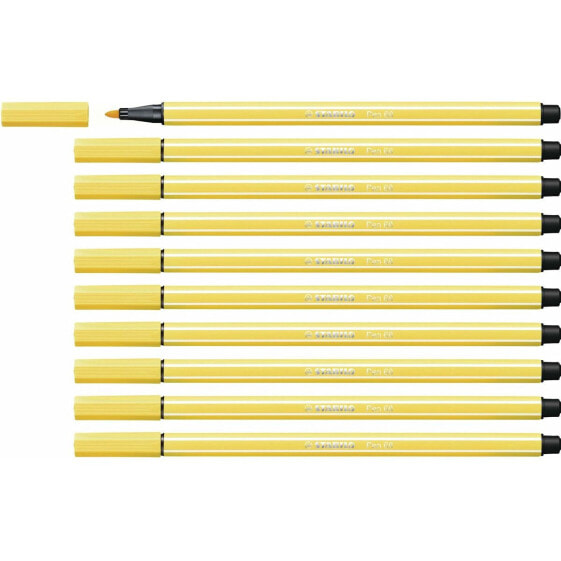 Желтые фломастеры STABILO Pen 68 (10 штук)