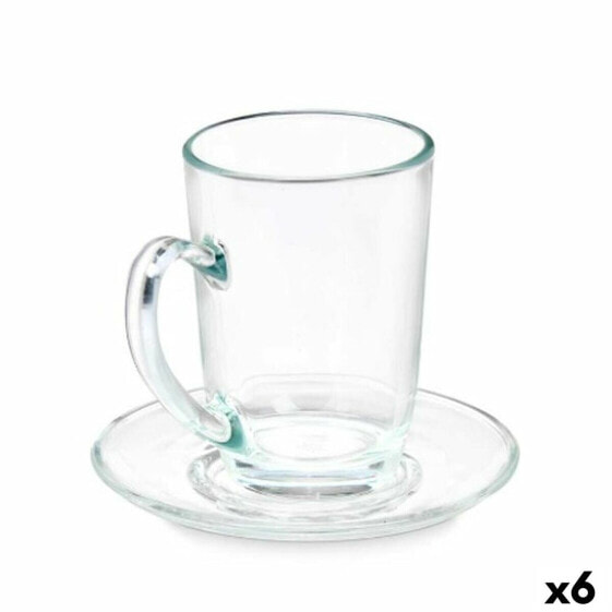 Чашка с тарелкой Прозрачный Cтекло 200 ml (6 штук) Vivalto